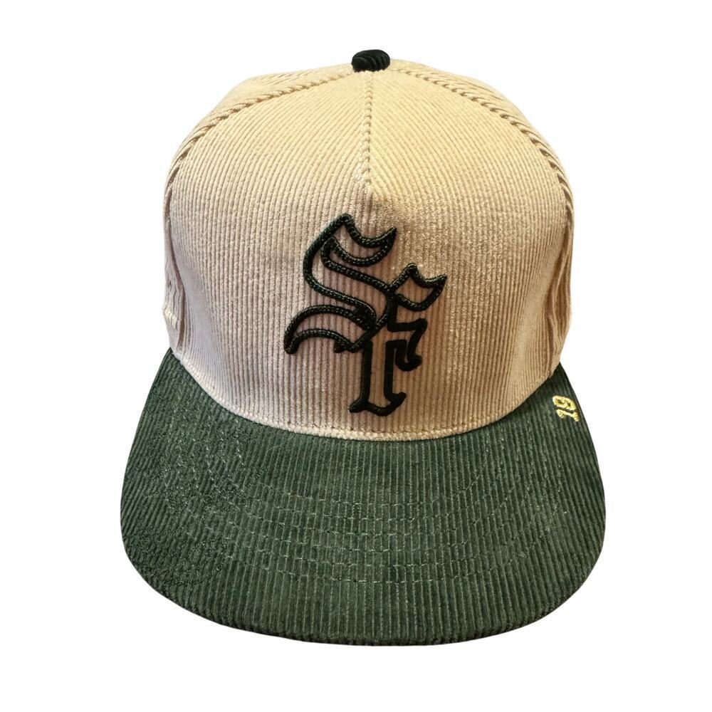 NWOT Dvniel Luu OG SF Strength in Faith snapback hat cream/ green corduroy OS
